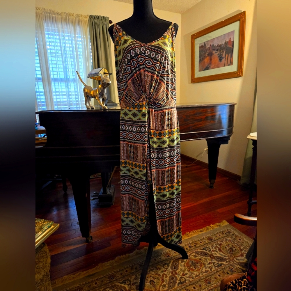 Woman's Plus Summer Aztec print dress.